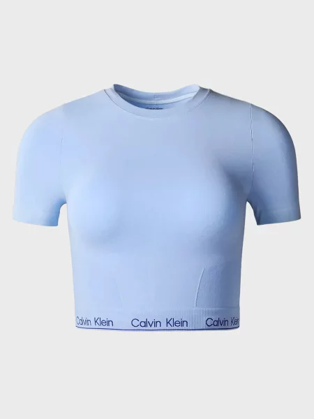 Короткий топ Calvin Klein з коротким рукавом блакитний