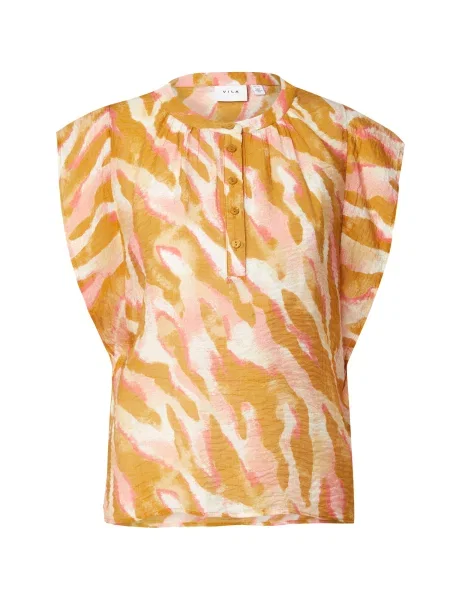 VILA Bluză VILYRIA SOA sepie / roz pal / alb murdar portocaliu