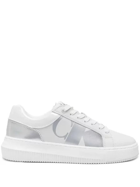 Sneakerși Calvin Klein Jeans din piele alb