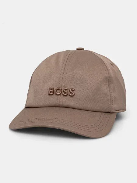 Шапка с козирка Boss Orange с изчистен дизайн бежово