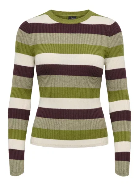 ONLY Pulover ONLIBI maro închis / verde stuf / verde pastel alb