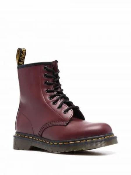 Iš natūralios odos auliniai batai Dr. Martens su raišteliais raudona