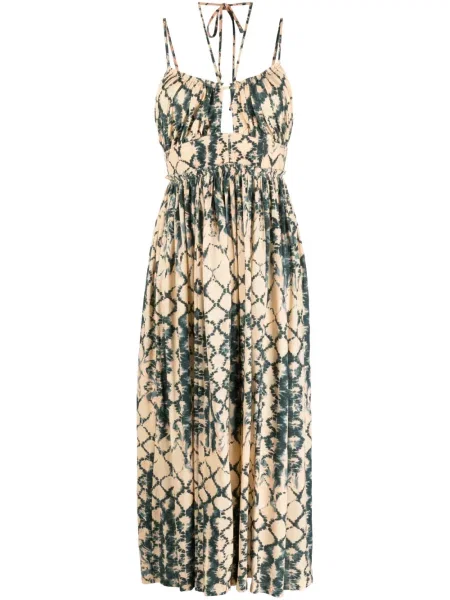 Rochie midi Ulla Johnson cu gât halter galben