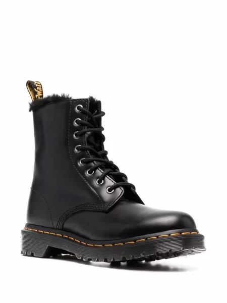 Nėriniuotos auliniai batai Dr. Martens su raišteliais pilka