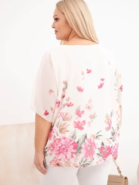 Bluză Kesi Włoski cu model floral alb