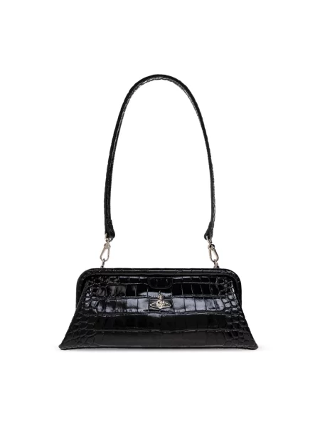 Torebka Vivienne Westwood skórzana z logo czarna