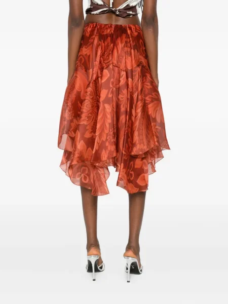 Fustă Etro cu model floral cu imagine portocaliu