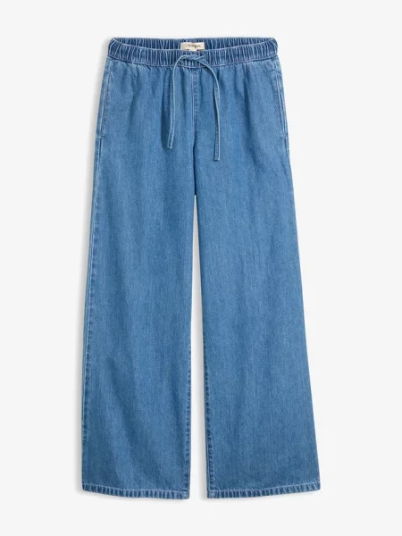 Lekkie jeansy wide leg mid waist niebieskie