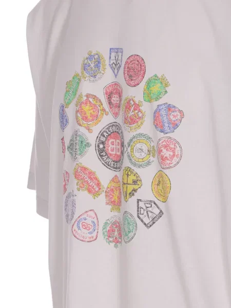 Тениска Balenciaga с принт с кръгло деколте сиво