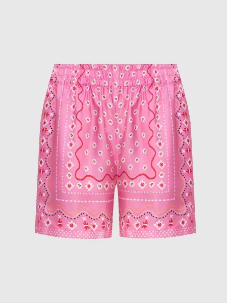 Шовкові шорти в принт із розрізами Ermanno Scervino рожеві