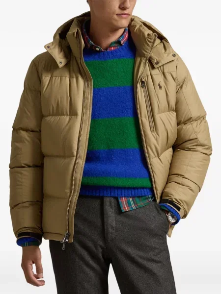 Tricou polo Polo Ralph Lauren cu glugă cu blană cu broderie roșu