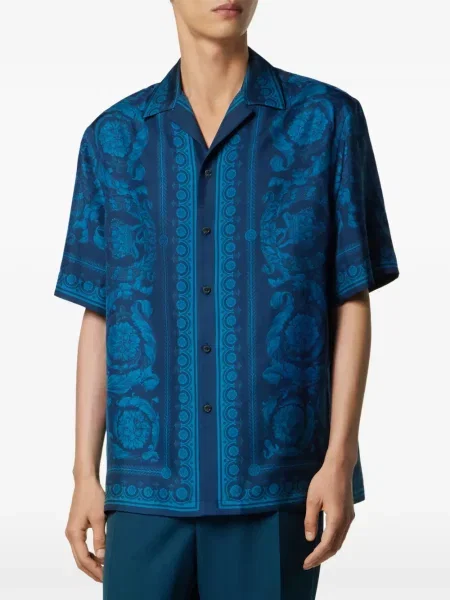 Cămașă Versace cu imagine scurtă albastru