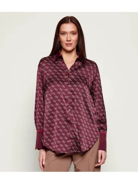 GUESS De satin cămașă ALEXANDRA | bordo