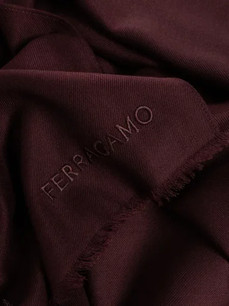 Fular Ferragamo cu broderie din cașmir roșu