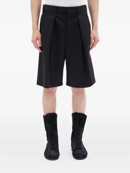 Pantaloni scurți Ann Demeulemeester plisate negru