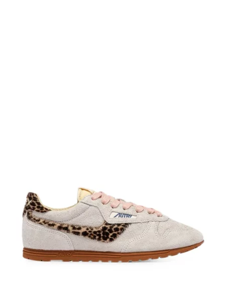 Sneakerși Autry din piele de căprioară cu imagine cu model leopard gri