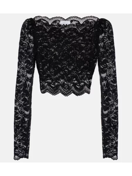 Cropp top Rabanne cu model floral din dantelă negru