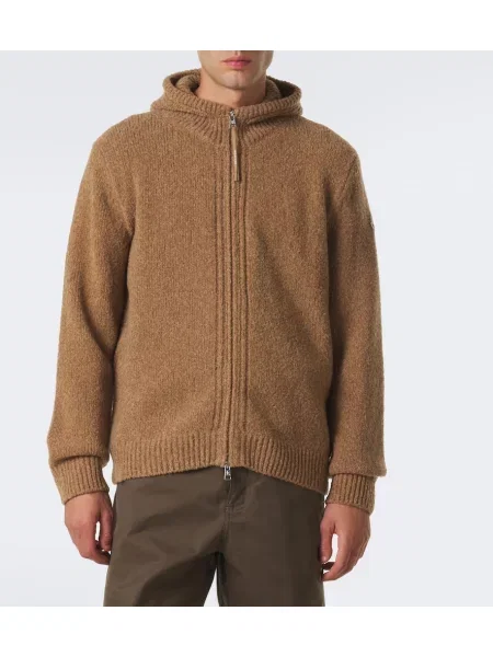 Hanorac cu glugă Moncler de lână maro