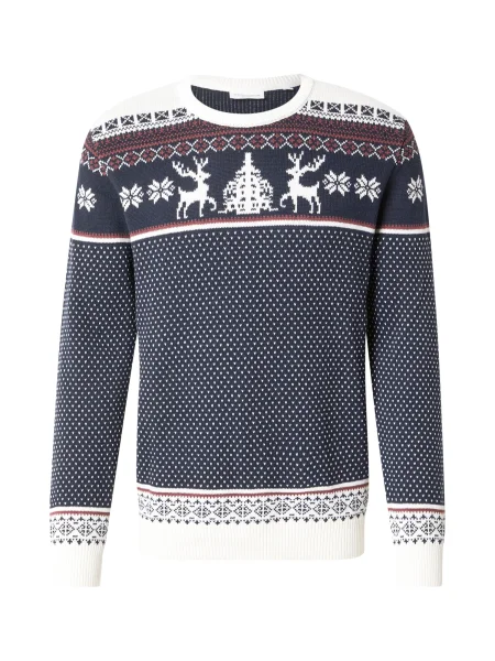 Lindbergh Pulover albastru închis / roșu burgundy alb