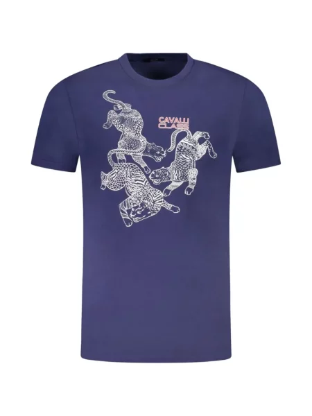 Tricou Cavalli Class cu imagine cu model leopard albastru