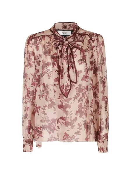 Top Nissa de mătase cu model floral cu imagine