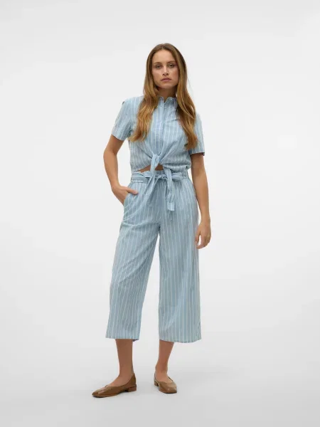 VERO MODA Bluză albastru deschis alb