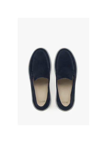 Велюровые лоферы Estro синие