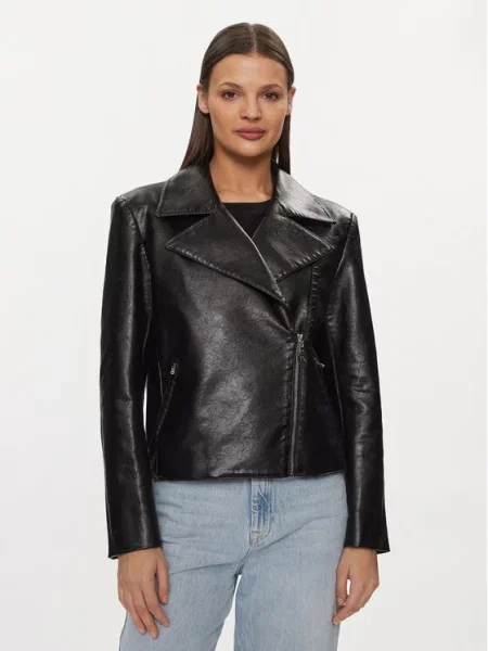 Patrizia Pepe Kurtka z imitacji skóry czarny