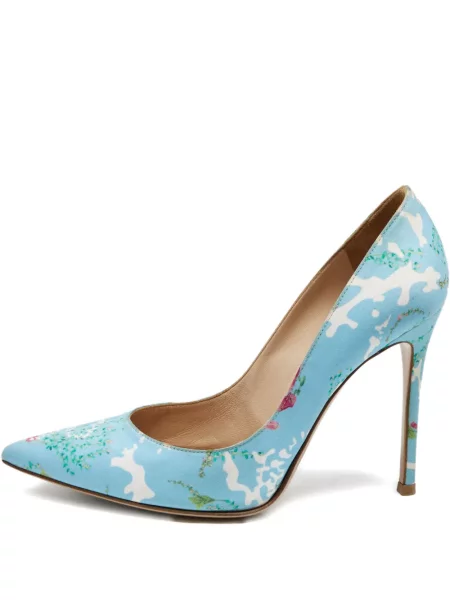 Pantofi cu toc Gianvito Rossi cu model floral cu imagine albastru