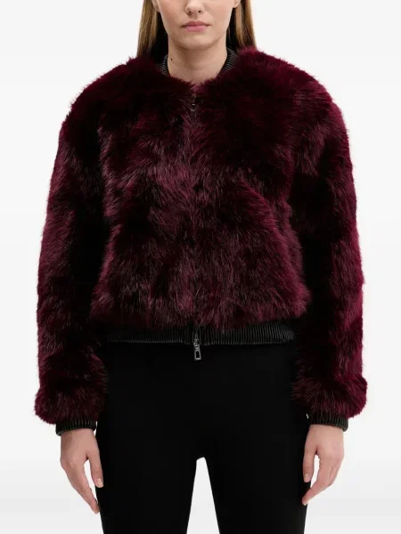 Sztuczne futro kurtka bomber Desigual czerwony