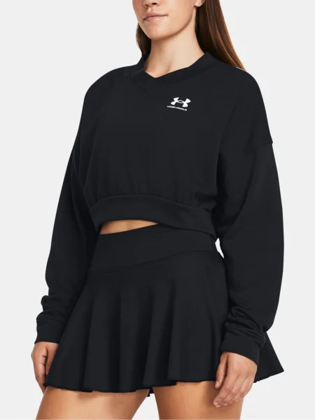 Dámska tréningová mikina Under Armour Rival Terry Os Crop Crew black/white biela