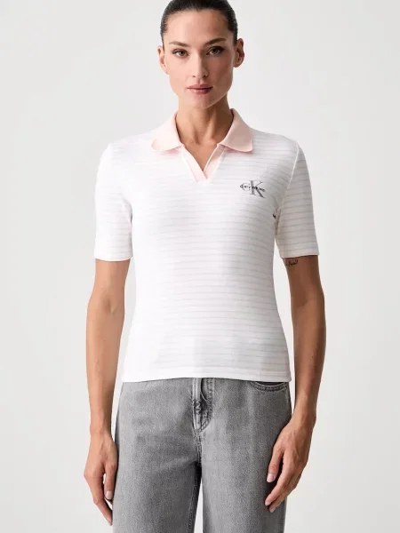 Tricou polo Calvin Klein Jeans bej
