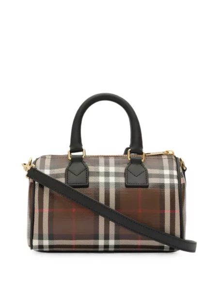 Geantă Burberry în carouri maro