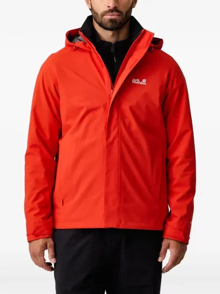 Geacă Jack Wolfskin cu glugă roșu