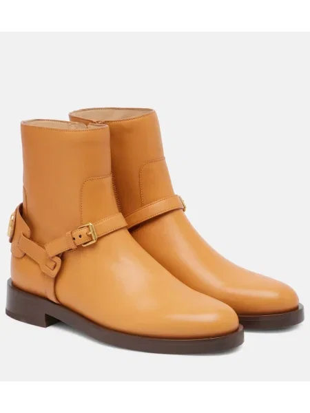 Cizme scurte Valentino Garavani din piele maro