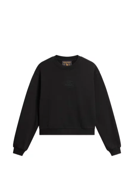Hanorac crewneck Woolrich cu broderie cu decolteu rotund negru