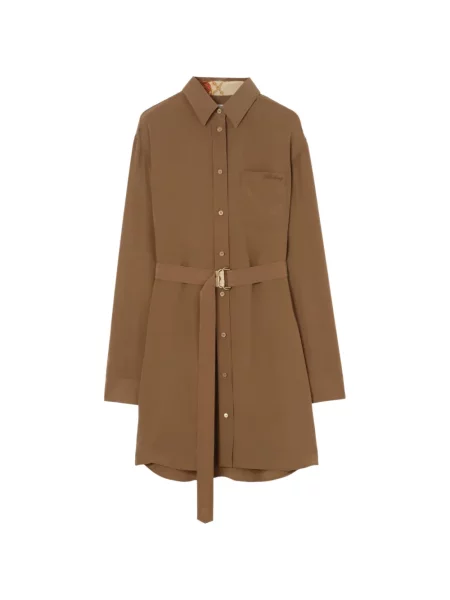Rochie tip cămașă Burberry de mătase maro