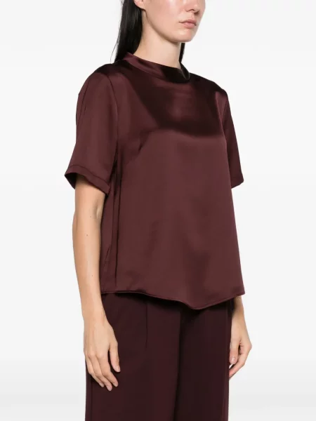 Scurt top Imperial din satin maro