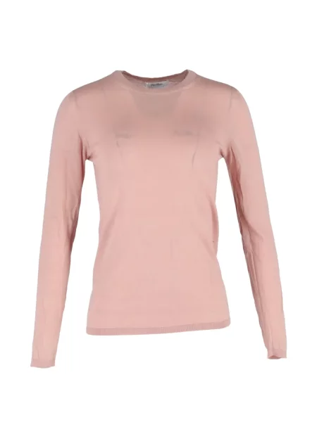 Pulover Max Mara de lână cu decolteu rotund roz