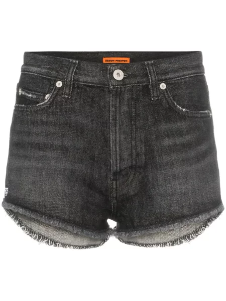 Pantaloni scurți din denim Heron Preston zdrențuiți negru