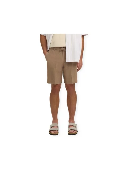 Pantaloni scurți de in Selected de in maro