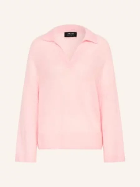 Marc Cain Pletené Polo Tričko S Alpakou A Mohérem chalk pink
