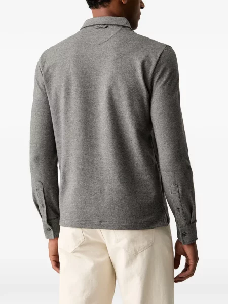 Lung tricou polo Gant gri