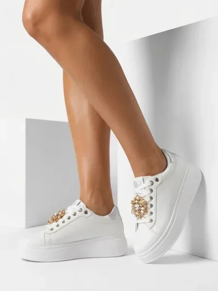 Teniși Resti cu platformă alb