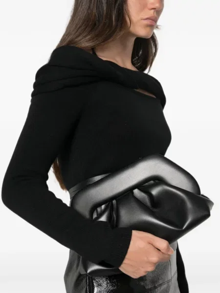 Clutch Themoirè με βολάν μαύρο