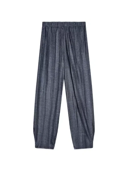Pantaloni Giorgio Armani din jerseu plisate cu picior lat gri