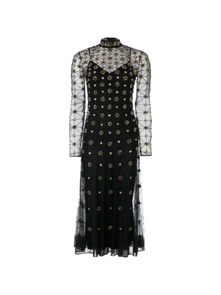 Rochie midi Temperley London de cristal până la genunchi de costum negru