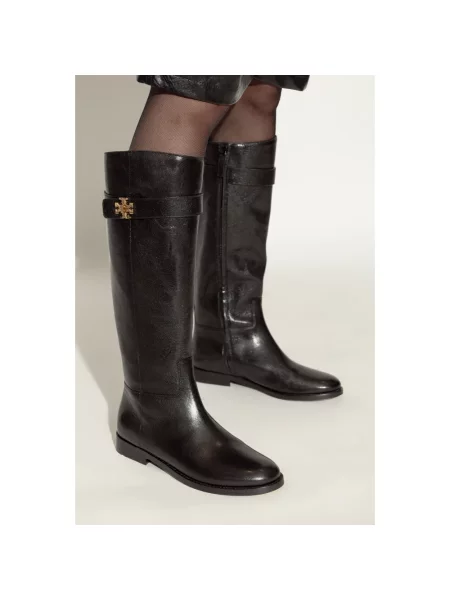 Kozaki Tory Burch skórzane czarne