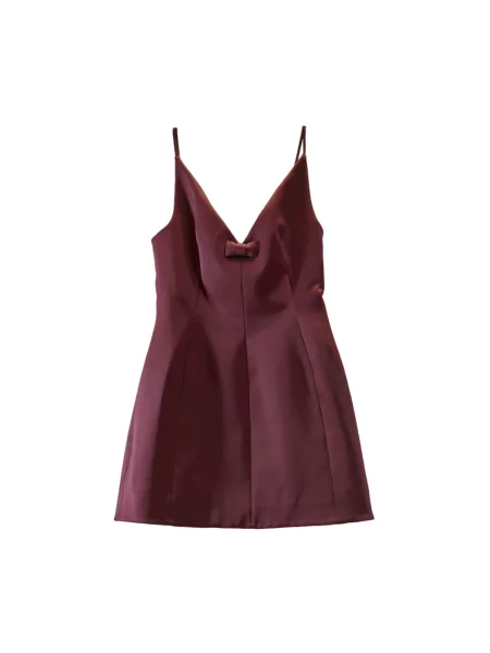 Satynowa sukienka Marc Jacobs z kokardką garniturowa brązowa