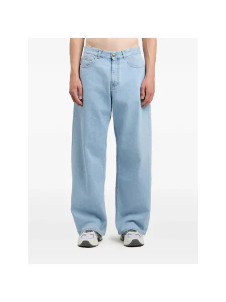 Szerokie jeansy Palm Angels z logo niebieskie